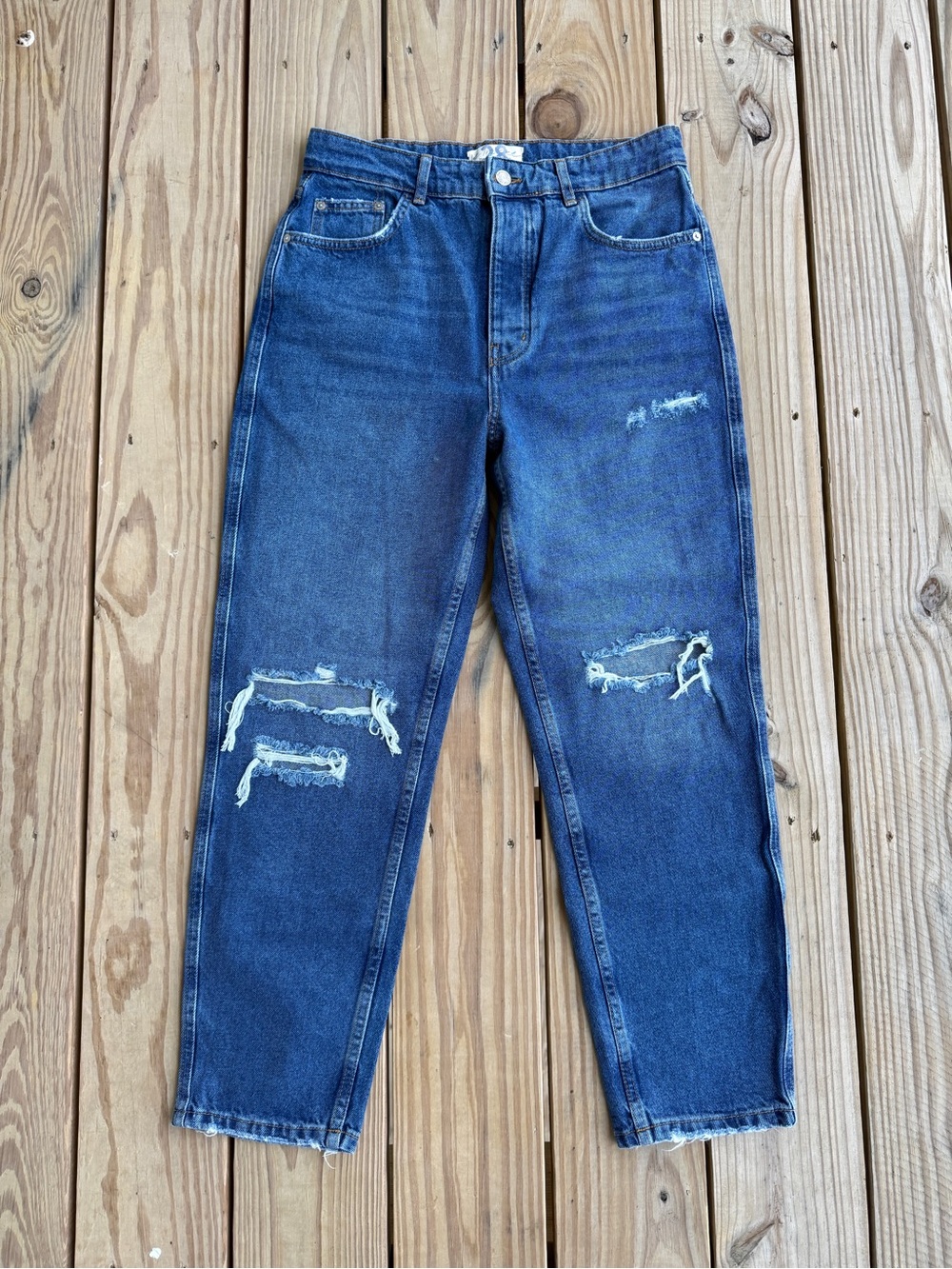 We The Free Free People Jeans Womens 28 High Rise Distressed Cotton Blue